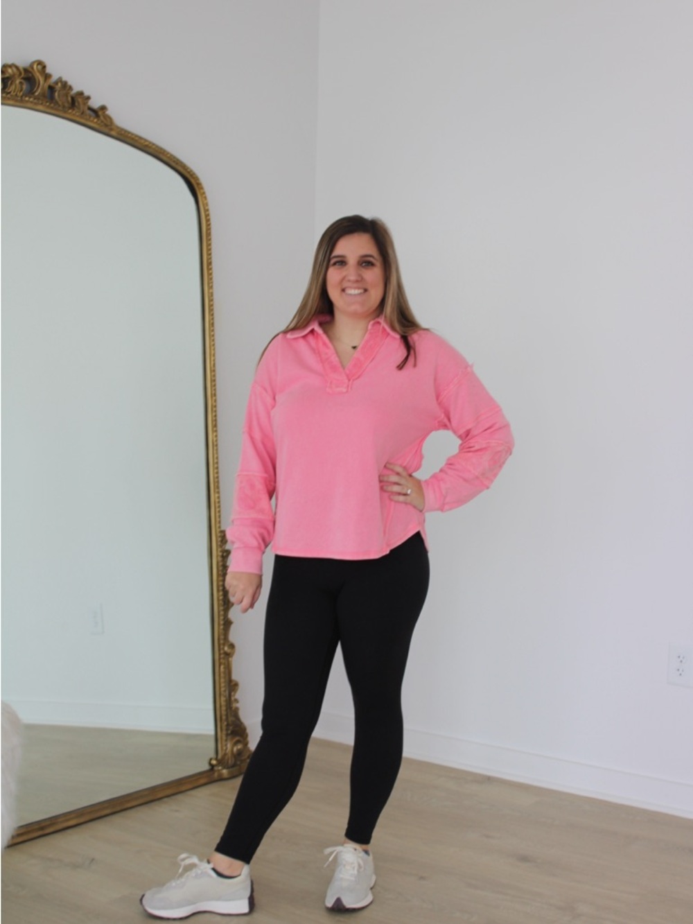 Pink Pullover Top - Bright Pink Long Sleeve